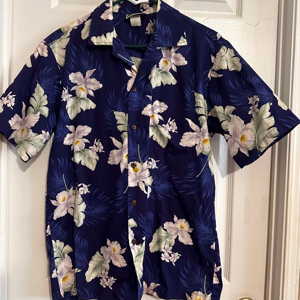 Vtg Hawaiian Shirt Aloha Republic All Over Print Mens Medium Made in Hawaii Surf